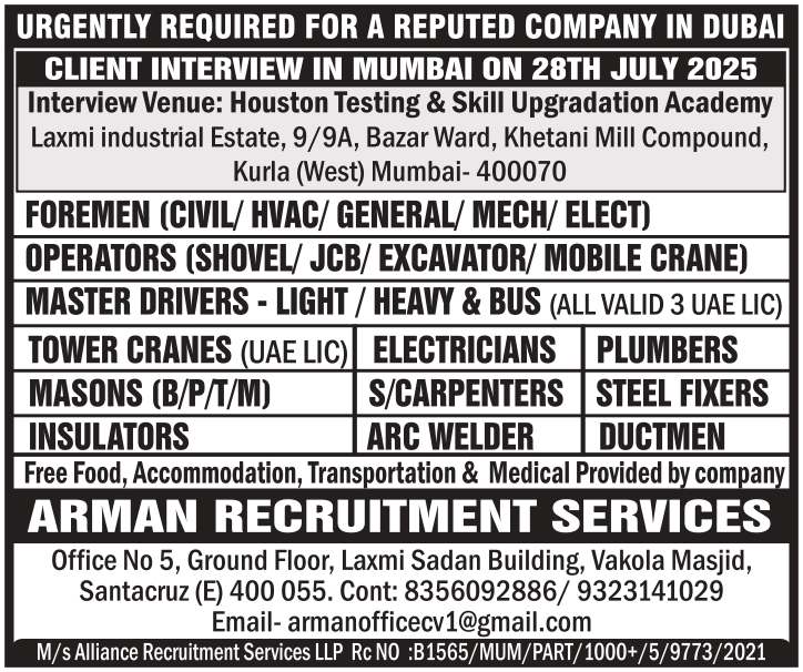 URGENTLY REQUIRED FOR A REPUTED COMPANY IN DUBAI.